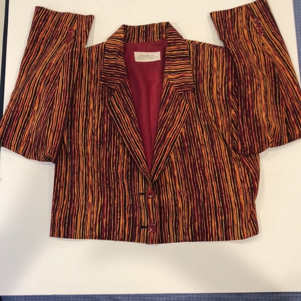 RARE - Linda Allard for Ellen Tracy - Vintage 100% Silk Abstract Bolero Jacket